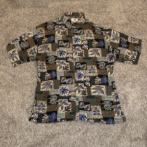 Mango Moon Hawaiian Shirt Men's XL Shirt Sleeve Button Up Collar